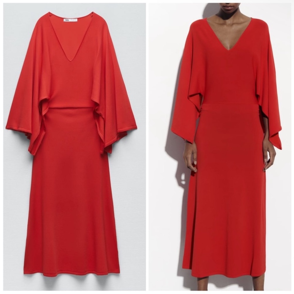 Cape sleeve knit dress